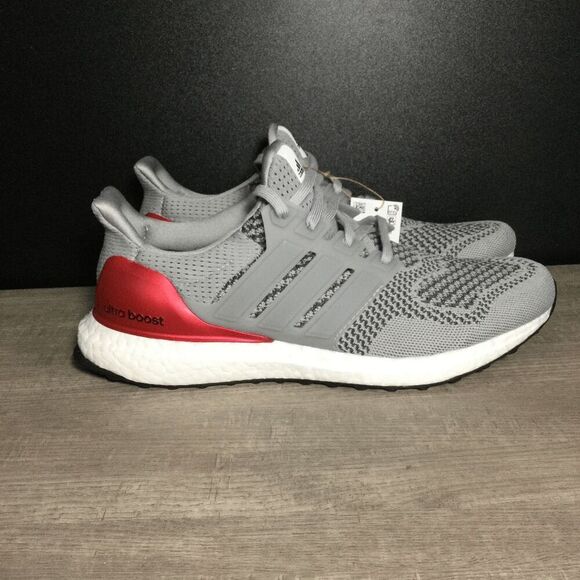 Adidas Ultraboost 1.0 DNA Running Shoes Grey Scarlet Red HR0062 Men's Size 8.5 - Picture 1 of 7
